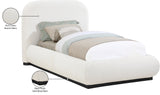 Vaughn Cream Boucle Bed - Cozy Contemporary Design with Sturdy Black Wood Base for Ultimate Comfort