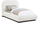 Vaughn Cream Boucle Bed - Cozy Contemporary Design with Sturdy Black Wood Base for Ultimate Comfort