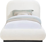 Vaughn Cream Boucle Bed - Cozy Contemporary Design with Sturdy Black Wood Base for Ultimate Comfort