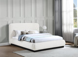 Rigby Art Deco King Bed in Elegant Black Boucle Fabric with Fluted Base - No Box Spring Needed