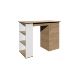 Allen Kitchen Island, External Shelves, White - Natural Oak