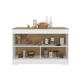 Cuenca Dining Counter Table, Freestanding Structure with 3 Open Storage Shelves and Wide Dining Countertop Space for Kitchen or Dining Rooms