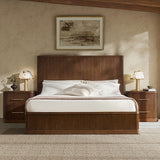 Modern Fluted Solid Wood Bedroom Set with Oak Texture-3-Piece Set