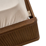 Modern Fluted Solid Wood Bedroom Set with Oak Texture-3-Piece Set