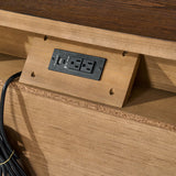 Modern Fluted Solid Wood Bedroom Set with Oak Texture-3-Piece Set