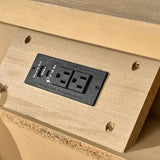 Modern Fluted Solid Wood Bedroom Set with Oak Texture-3-Piece Set