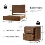 Modern Fluted Solid Wood Bedroom Set with Oak Texture-3-Piece Set