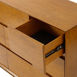 4-Piece Mid-Century Modern Solid Wood Bedroom Set with USB Nightstands & Dresser