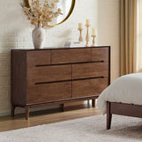 4-Piece Mid-Century Modern Solid Wood Bedroom Set with USB Nightstands & Dresser