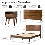 4-Piece Mid-Century Modern Solid Wood Bedroom Set with USB Nightstands & Dresser