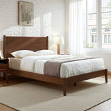 4-Piece Mid-Century Modern Solid Wood Bedroom Set with USB Nightstands & Dresser