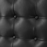 Herme Genuine Leather Solid Wood Platform Bed with Charging Ports