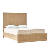 Modern Fluted Solid Wood Bed with Oak Texture