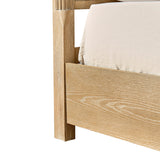 Modern Fluted Solid Wood Bed with Oak Texture