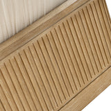 Modern Fluted Solid Wood Bed with Oak Texture