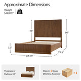 Modern Fluted Solid Wood Bed with Oak Texture