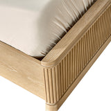 Modern Fluted Solid Wood Bed with Oak Texture
