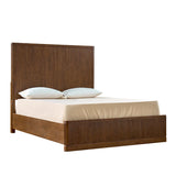 Modern Fluted Solid Wood Bed with Oak Texture