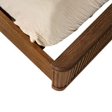 Modern Fluted Solid Wood Bed with Oak Texture