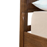 Modern Fluted Solid Wood Bed with Oak Texture