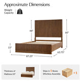 Modern Fluted Solid Wood Bed with Oak Texture
