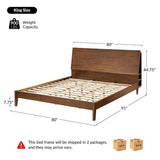 Vivian Solid Wood Platform Bed with USB Ports and Storage Space