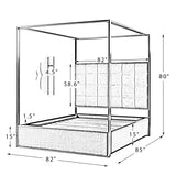 Madeleine Upholstered Canopy King Bed With Curtains IVORY