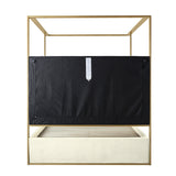 Madeleine Upholstered Canopy King Bed With Curtains IVORY