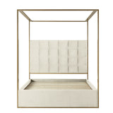 Madeleine Upholstered Canopy Queen Bed With Curtains IVORY