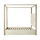 Madeleine Upholstered Canopy Queen Bed With Curtains IVORY