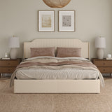 Stuart Hydraulic Lift Up Storage Upholstered Platform King Bed LINEN