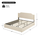 Stuart Hydraulic Lift Up Storage Upholstered Platform King Bed LINEN