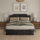 Stuart Hydraulic Lift Up Storage Upholstered Platform Queen Bed BLACK