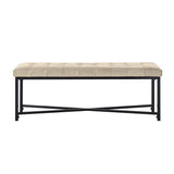 Arnold Versatile Elegance: Genuine Leather Bench with Button-Tufted Design