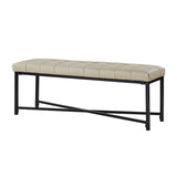 Arnold Versatile Elegance: Genuine Leather Bench with Button-Tufted Design
