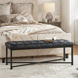 Arnold Versatile Elegance: Genuine Leather Bench with Button-Tufted Design