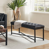 Arnold Versatile Elegance: Genuine Leather Bench with Button-Tufted Design