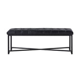 Arnold Versatile Elegance: Genuine Leather Bench with Button-Tufted Design