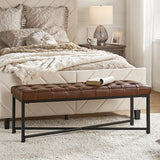Arnold Versatile Elegance: Genuine Leather Bench with Button-Tufted Design