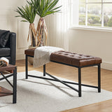 Arnold Versatile Elegance: Genuine Leather Bench with Button-Tufted Design