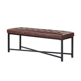 Arnold Versatile Elegance: Genuine Leather Bench with Button-Tufted Design