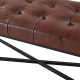 Arnold Versatile Elegance: Genuine Leather Bench with Button-Tufted Design