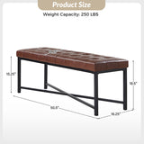 Arnold Versatile Elegance: Genuine Leather Bench with Button-Tufted Design