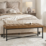 Arnold Versatile Elegance: Genuine Leather Bench with Button-Tufted Design