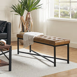 Arnold Versatile Elegance: Genuine Leather Bench with Button-Tufted Design
