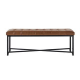 Arnold Versatile Elegance: Genuine Leather Bench with Button-Tufted Design