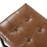 Arnold Versatile Elegance: Genuine Leather Bench with Button-Tufted Design
