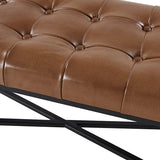 Arnold Versatile Elegance: Genuine Leather Bench with Button-Tufted Design