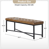 Arnold Versatile Elegance: Genuine Leather Bench with Button-Tufted Design
