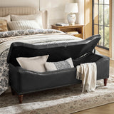 Abner Traditional Upholstered Storage Bench with Button Tufting